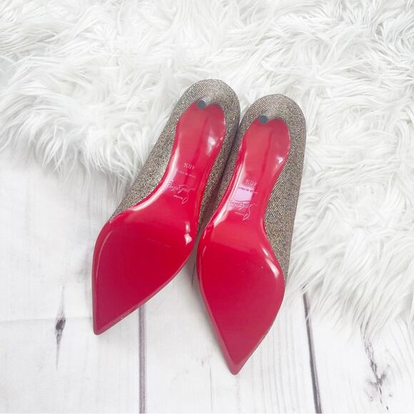 Christian Louboutin Women's Décolleté 554 85mm Glitter Gold‎ Regina Size 40.5 - Picture 4 of 8